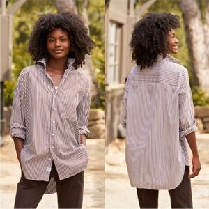 NEW Frank & Eileen Finbar Button Down Shirt Oversized Superluxe in Brown stripe